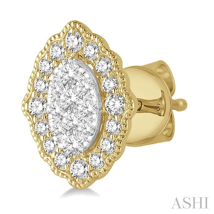 Oval Shape Halo Lovebright Diamond Earrings-3