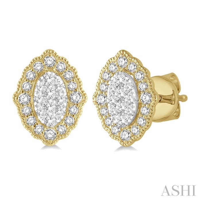 OVAL SHAPE HALO LOVEBRIGHT DIAMOND EARRINGS