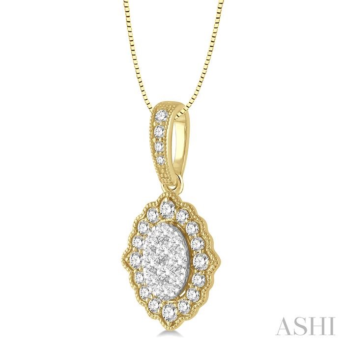 Oval Shape Halo Lovebright Diamond Pendant-2