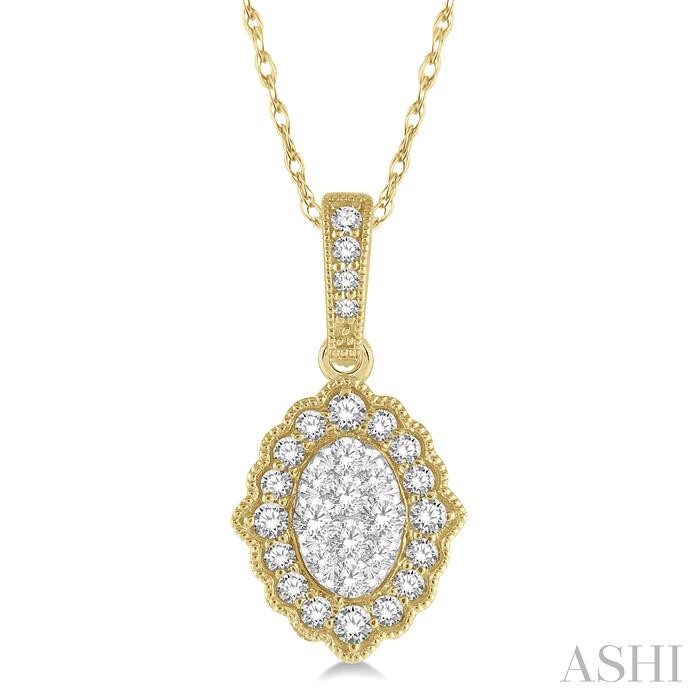 Oval Shape Halo Lovebright Diamond Pendant