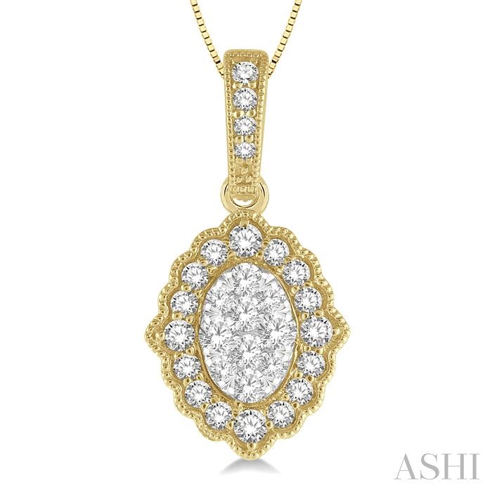Oval Shape Halo Lovebright Diamond Pendant-3