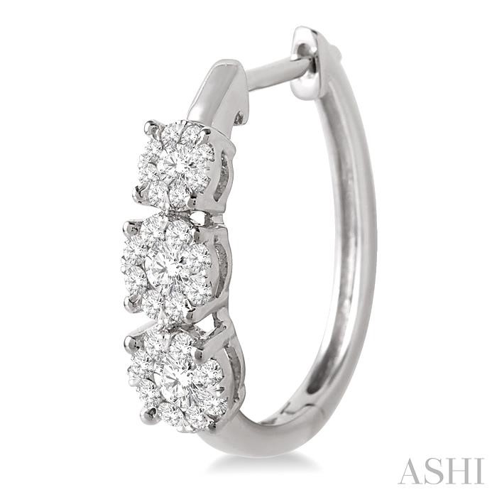 Round Shape Past Present & Future Lovebright Essential Diamond Hoop Earrings-3