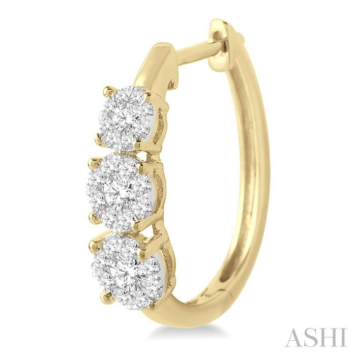 Round Shape Past Present & Future Lovebright Essential Diamond Hoop Earrings-3