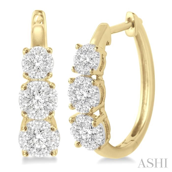 Round Shape Past Present & Future Lovebright Essential Diamond Hoop Earrings