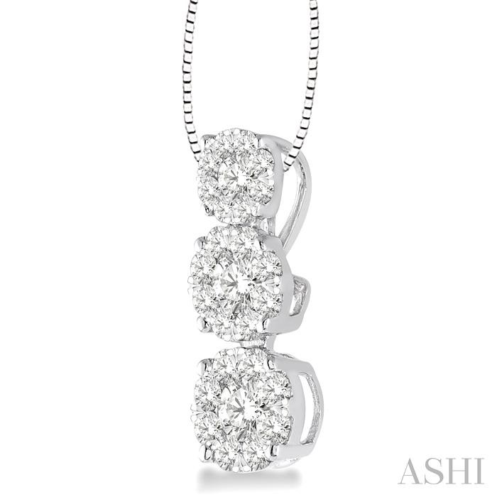 Round Shape Past Present & Future Lovebright Essential Diamond Pendant-2