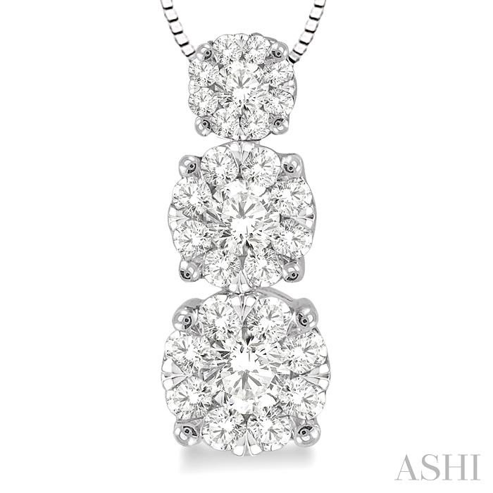 Round Shape Past Present & Future Lovebright Essential Diamond Pendant-3