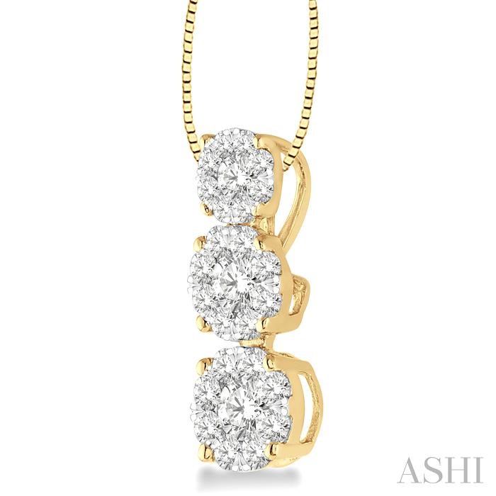 Round Shape Past Present & Future Lovebright Essential Diamond Pendant-2