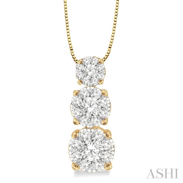 Round Shape Past Present & Future Lovebright Essential Diamond Pendant