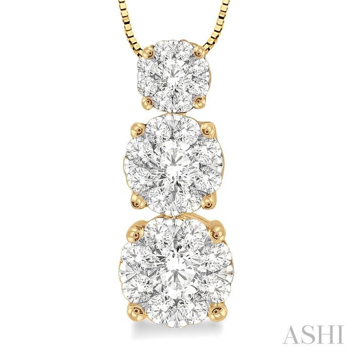 Round Shape Past Present & Future Lovebright Essential Diamond Pendant-3