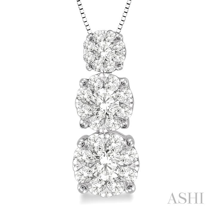 Round Shape Past Present & Future Lovebright Essential Diamond Pendant-3