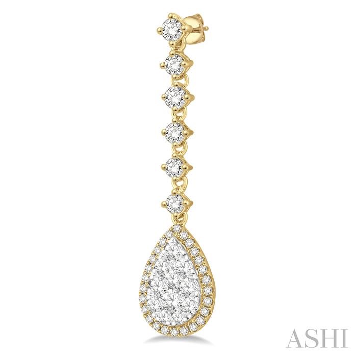 Pear Shape Halo Lovebright Diamond Long Earrings-3
