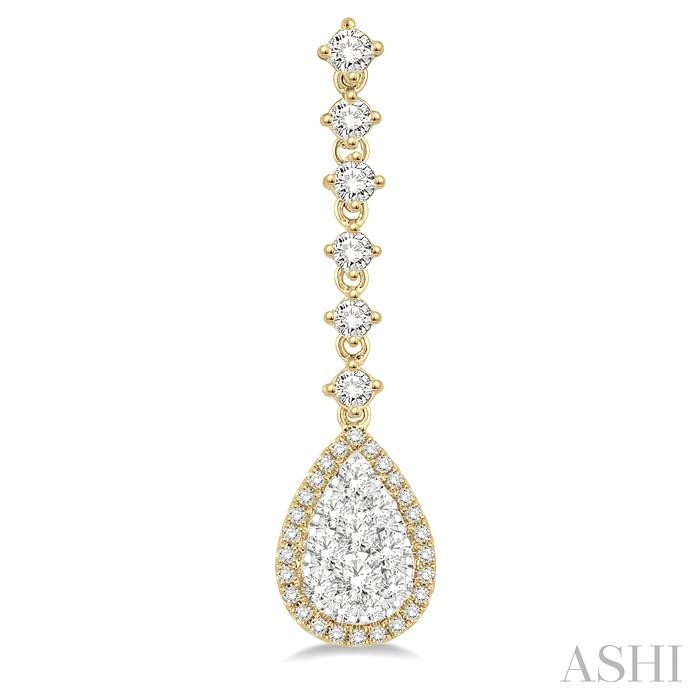 Pear Shape Halo Lovebright Diamond Long Earrings-2