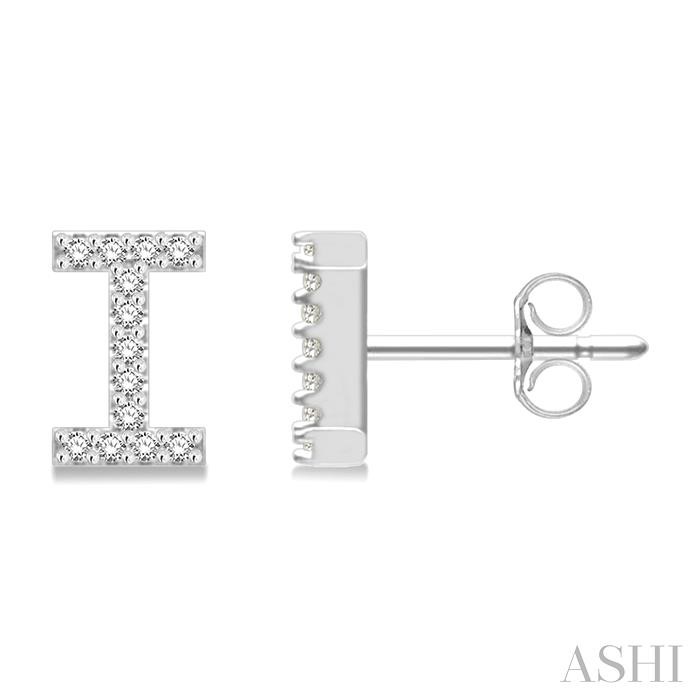 Block 'I' Initial Diamond Earrings