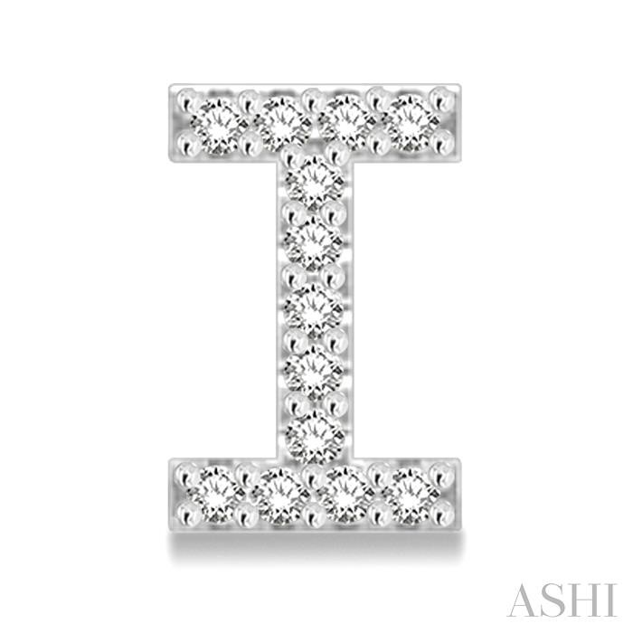 Block 'I' Initial Diamond Earrings-2