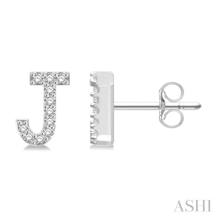 Block 'J' Initial Diamond Earrings