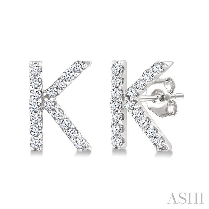 Block 'K' Initial Diamond Earrings