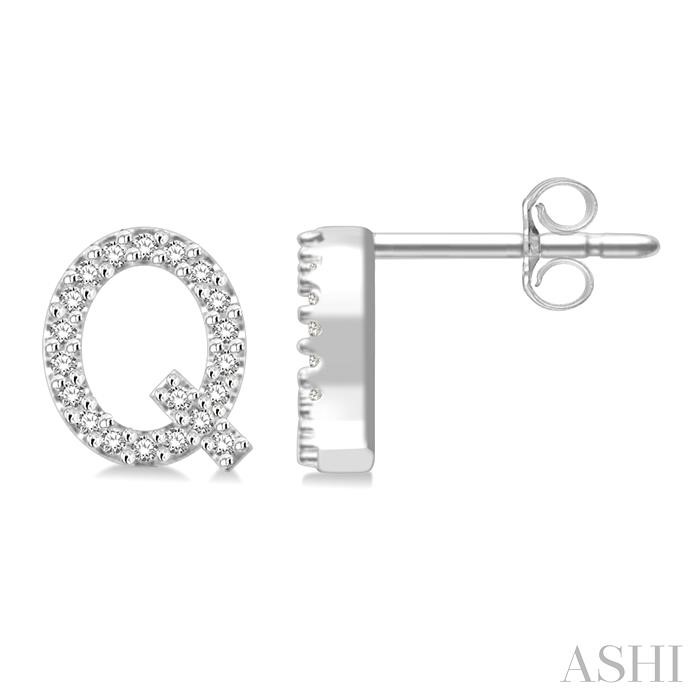 Block 'Q' Initial Diamond Earrings