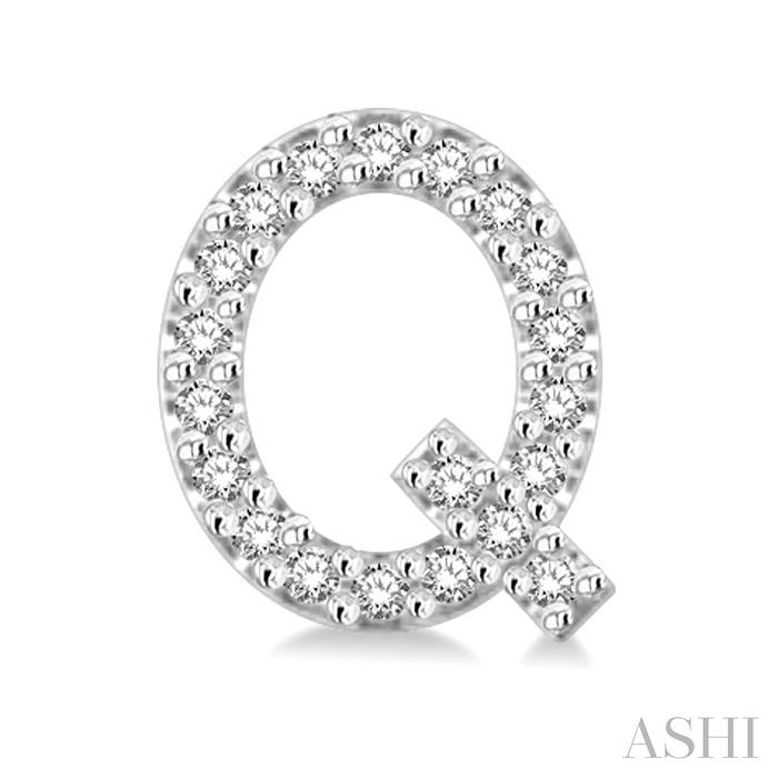 Block 'Q' Initial Diamond Earrings-2