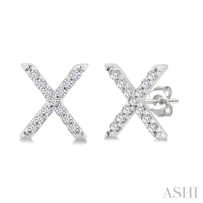Block 'X' Initial Diamond Earrings