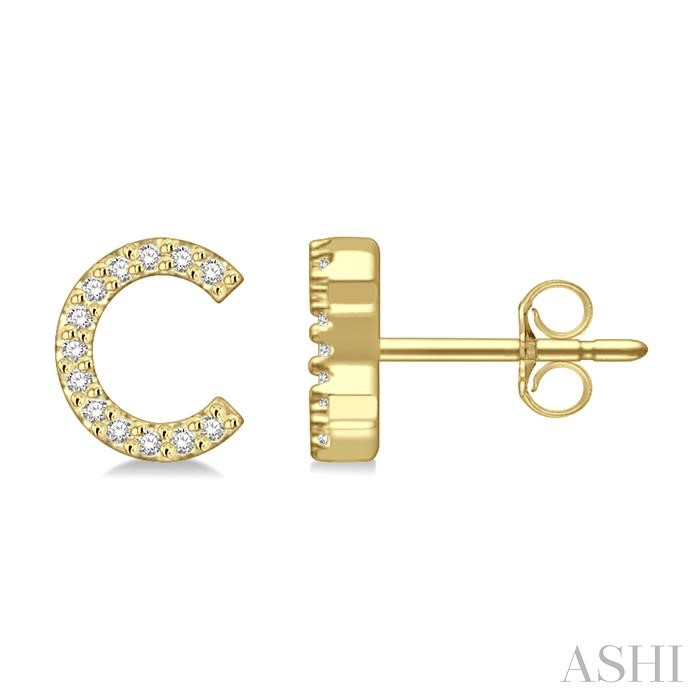 Block 'C' Initial Diamond Earrings