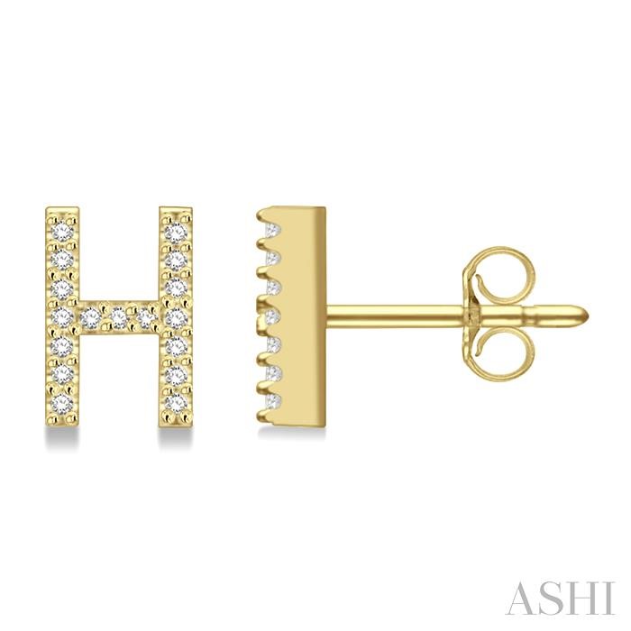 Block 'H' Initial Diamond Earrings