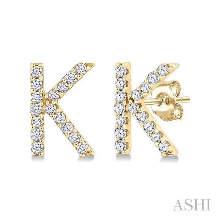 Block 'K' Initial Diamond Earrings