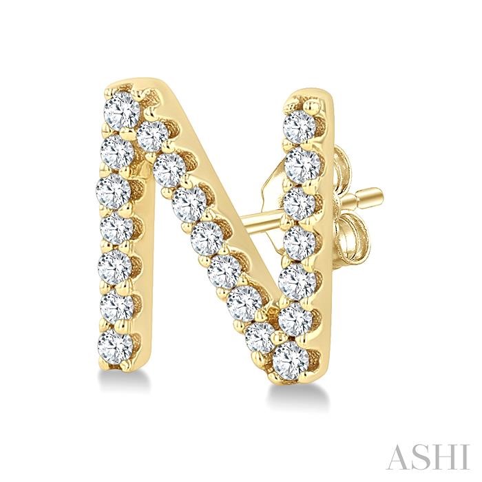 Block 'N' Initial Diamond Earrings-3