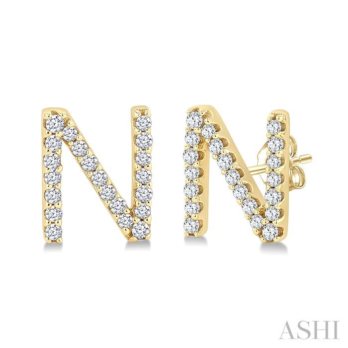 Block 'N' Initial Diamond Earrings