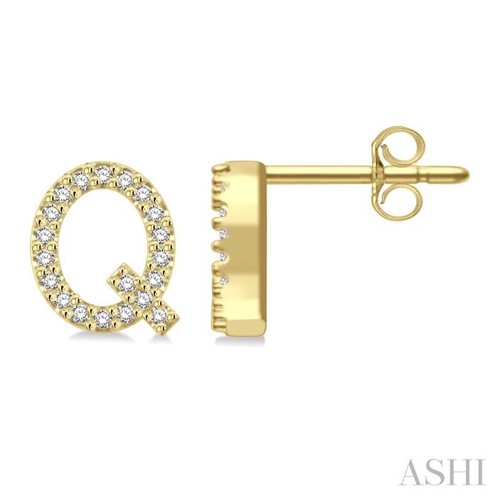 Block 'Q' Initial Diamond Earrings