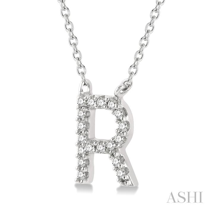 Block 'R' Initial Diamond Pendant-2