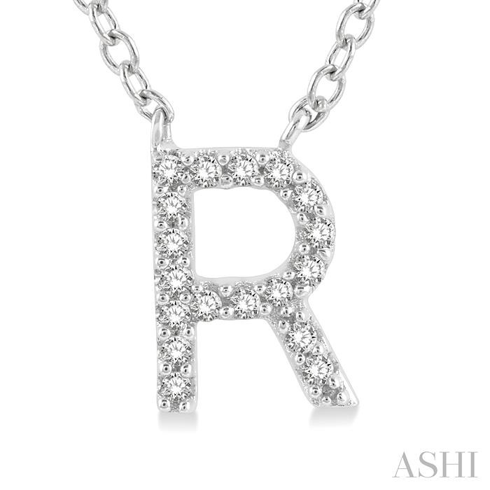 Block 'R' Initial Diamond Pendant-3