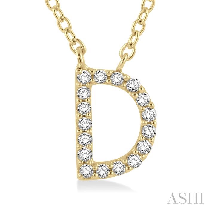 Block 'D' Initial Diamond Pendant-3