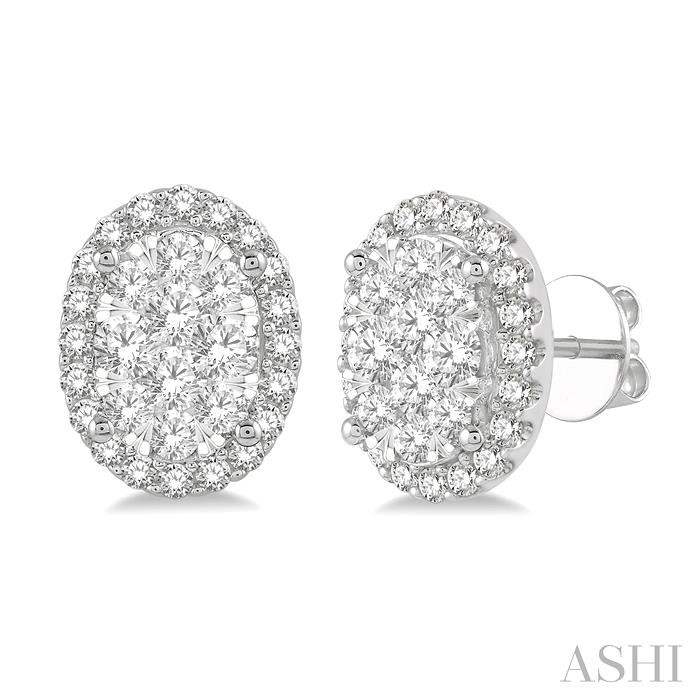 OVAL SHAPE HALO LOVEBRIGHT ESSENTIAL DIAMOND EARRINGS