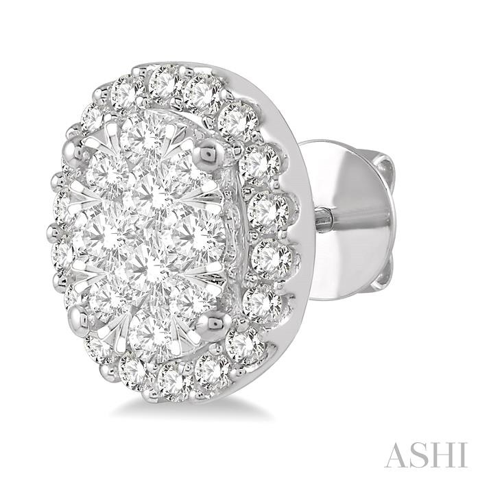 Oval Shape Halo Lovebright Essential Diamond Earrings-3