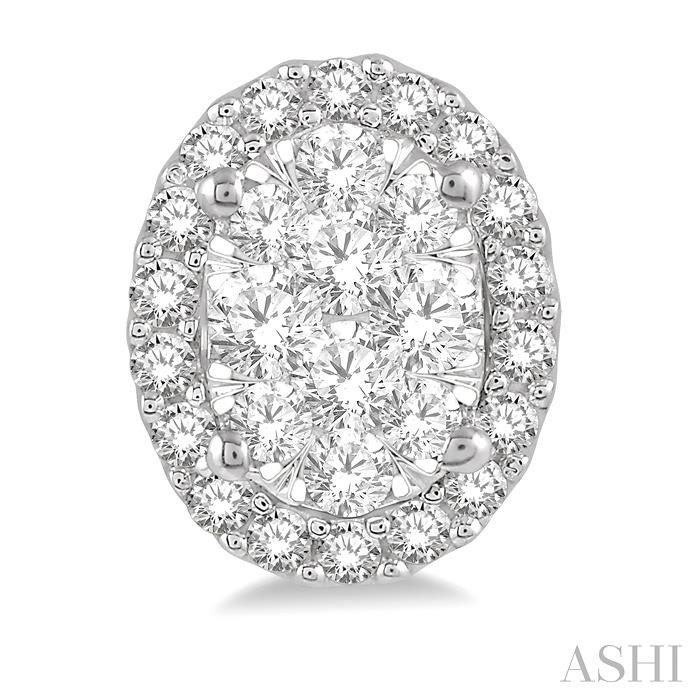 Oval Shape Halo Lovebright Essential Diamond Earrings-2