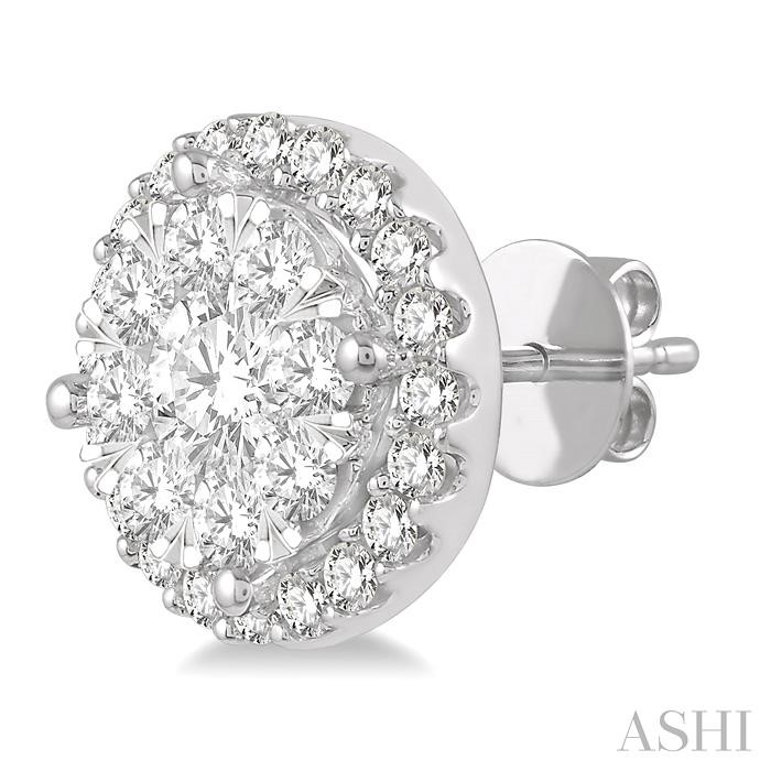 Round Shape Halo Lovebright Essential Diamond Earrings-3