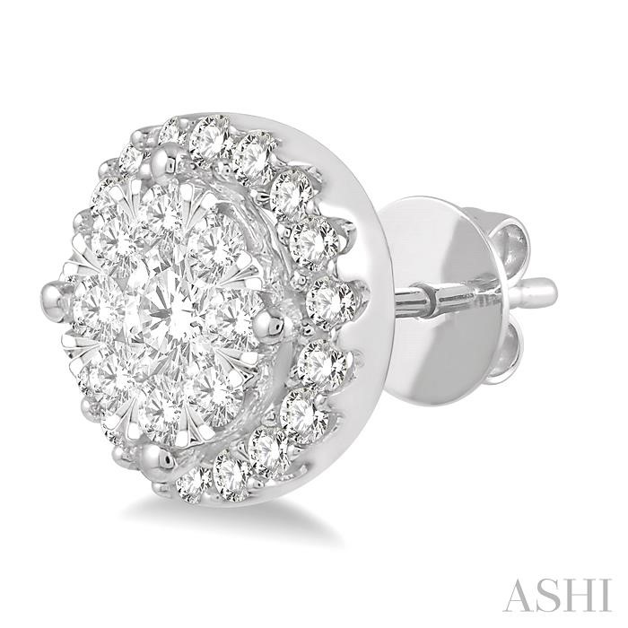 Round Shape Halo Lovebright Essential Diamond Earrings-3
