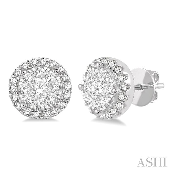 ROUND SHAPE HALO LOVEBRIGHT ESSENTIAL DIAMOND EARRINGS