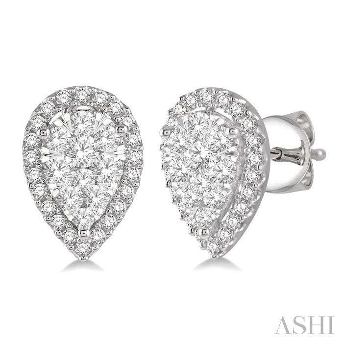 PEAR SHAPE HALO LOVEBRIGHT ESSENTIAL DIAMOND EARRINGS