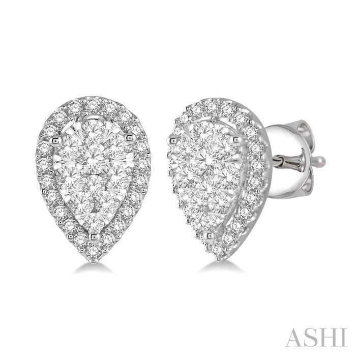 PEAR SHAPE HALO LOVEBRIGHT ESSENTIAL DIAMOND EARRINGS