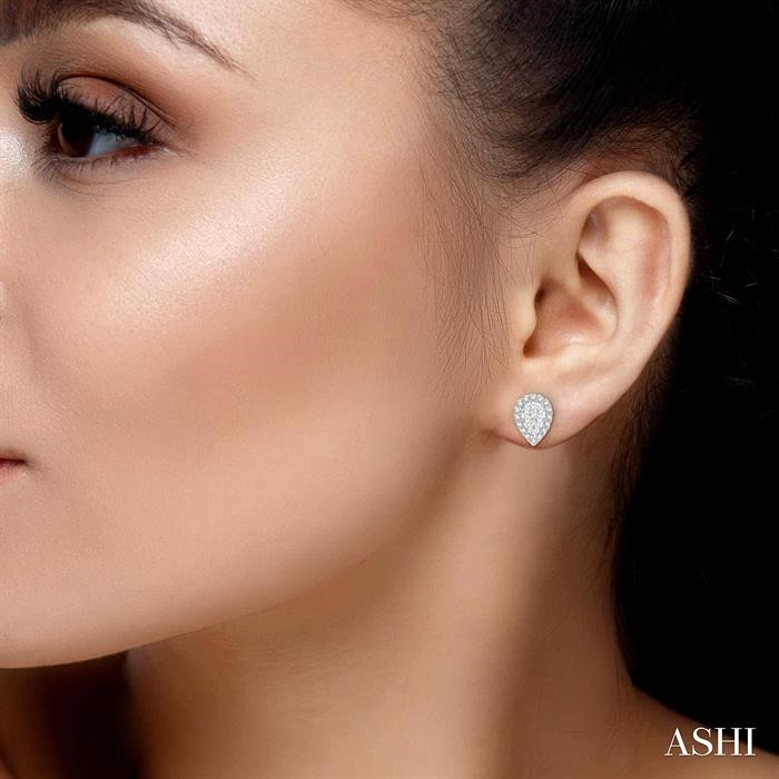 Pear Shape Halo Lovebright Essential Diamond Earrings-4