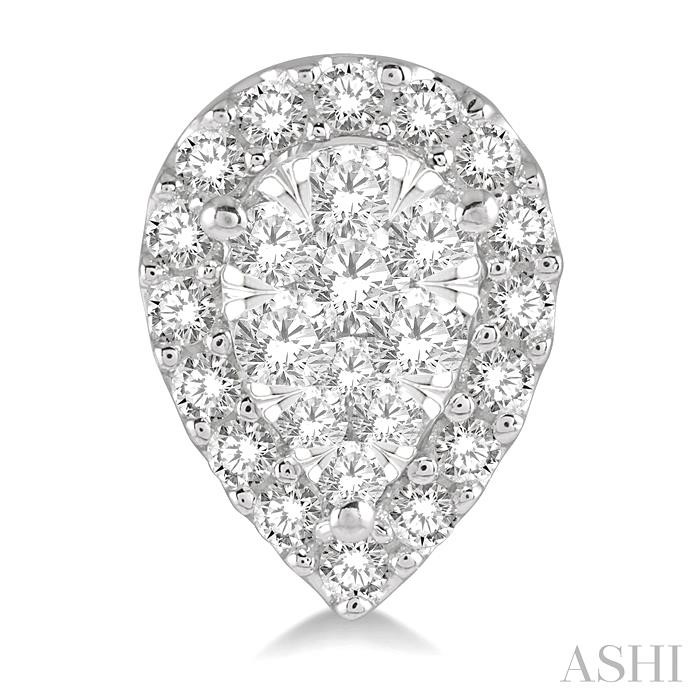Pear Shape Halo Lovebright Essential Diamond Earrings-2