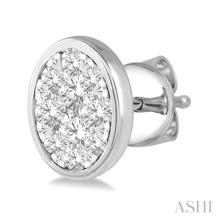 Oval Shape Bezel Set Lovebright Essential Diamond Stud Earrings-3
