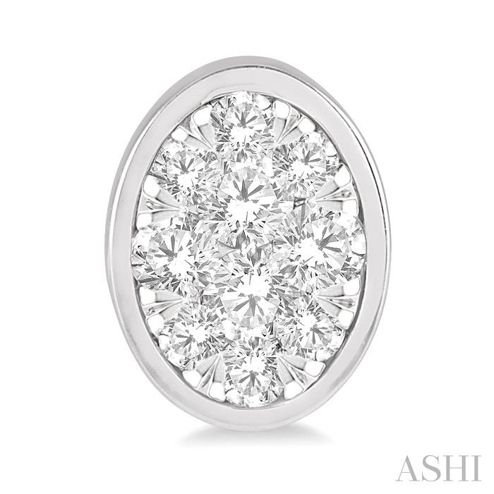 Oval Shape Bezel Set Lovebright Essential Diamond Stud Earrings-2