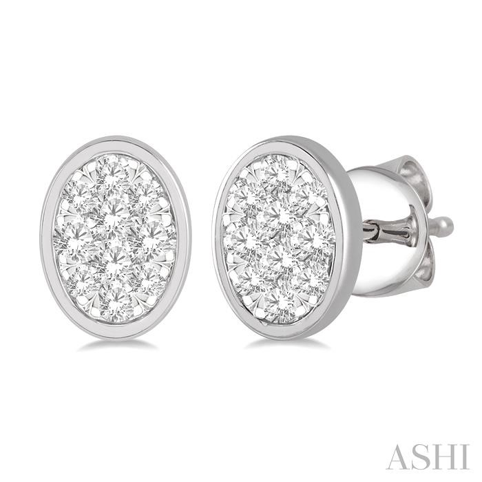 Oval Shape Bezel Set Lovebright Essential Diamond Stud Earrings