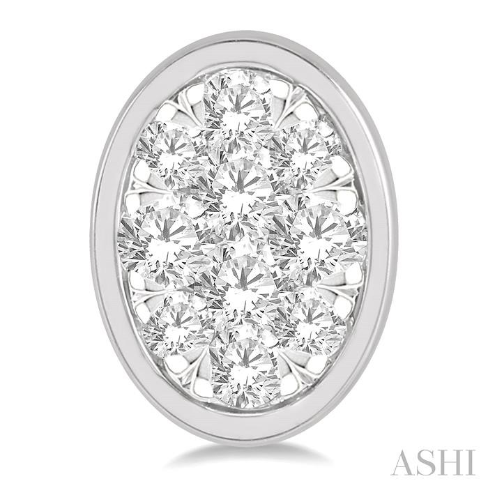 Oval Shape Bezel Set Lovebright Essential Diamond Stud Earrings-2