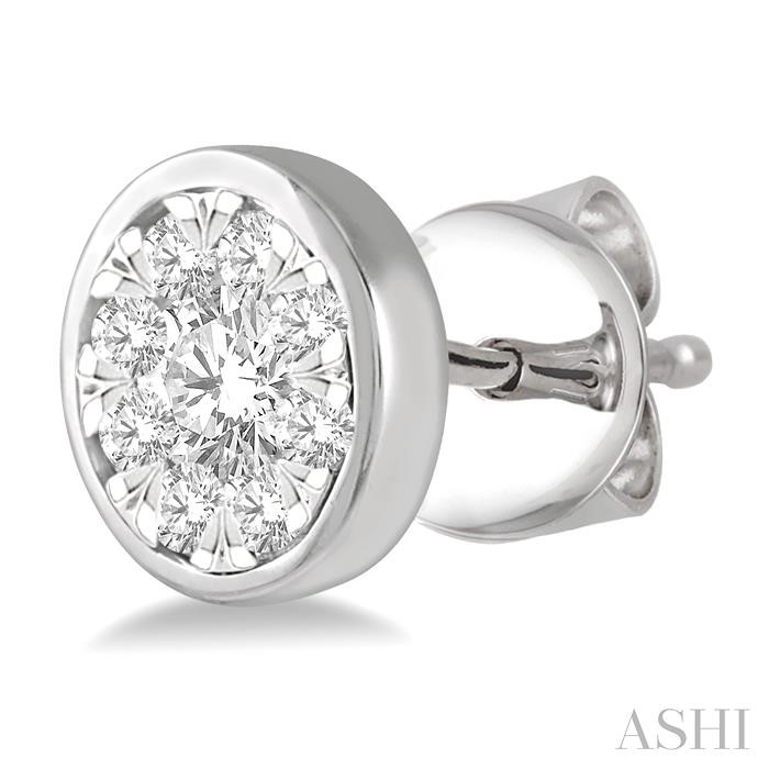 Round Shape Bezel Set Lovebright Essential Diamond Stud Earrings-3