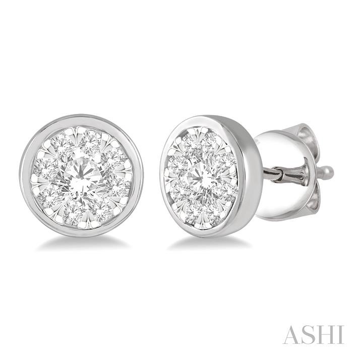 Round Shape Bezel Set Lovebright Essential Diamond Stud Earrings