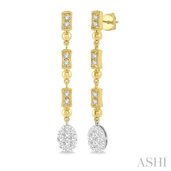 OVAL SHAPE LOVEBRIGHT DIAMOND LONG EARRINGS