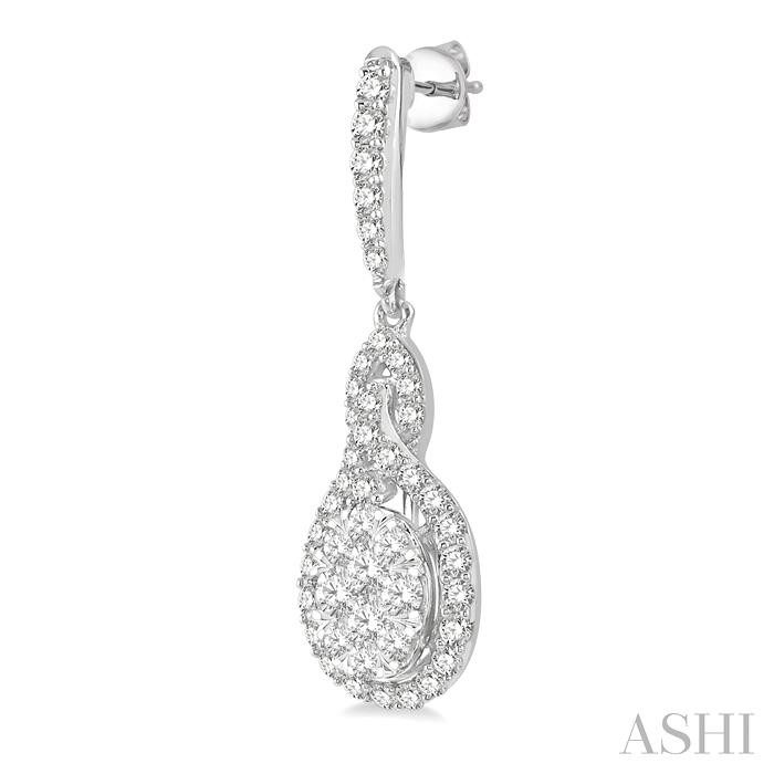 Oval Shape Halo Lovebright Diamond Earrings-3